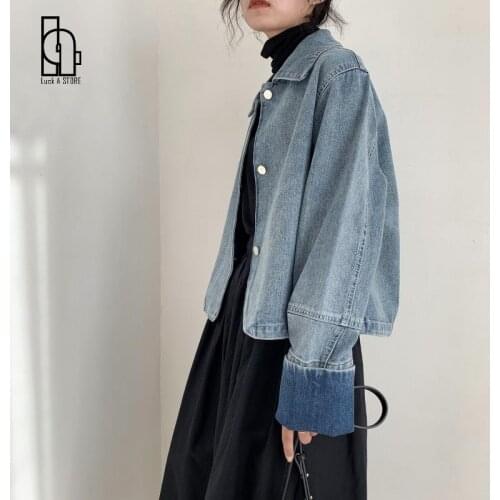 2021 Fashion Women Spring Jacket Coat Long Sleeve Turn Down Collar Short Style Women Denim Shirt Style Coat Chaqueta Mujer