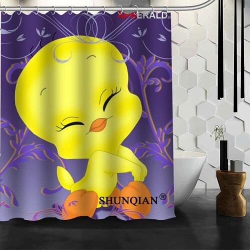 Best Nice Custom Baby Tweety Bird Shower Curtain Bath Curtain Waterproof Fabric Bathroom Curtain MORE SIZE A9.4