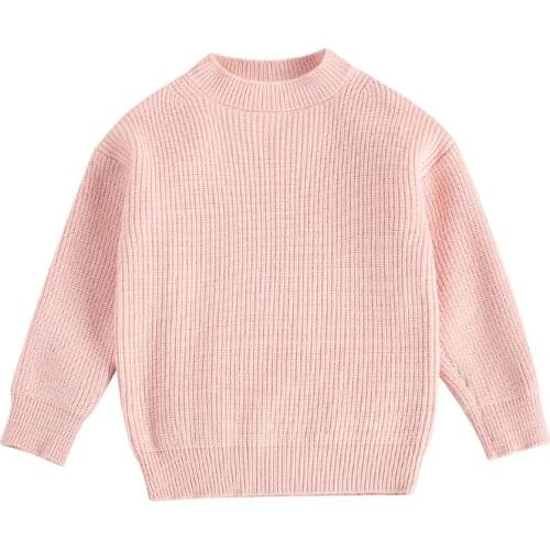 0-6Y Autumn Winter Casual Kids Girl Boy Knit Sweaters Solid Color Loose Jumpers Children Round Collar Long Sleeve Pullover Tops