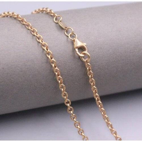 Real 18K Rose Gold Necklace Womens Rolo Chain 2.8mm Female 45cm/18inch Gift Neckalce Jewellery Females Gold Chain