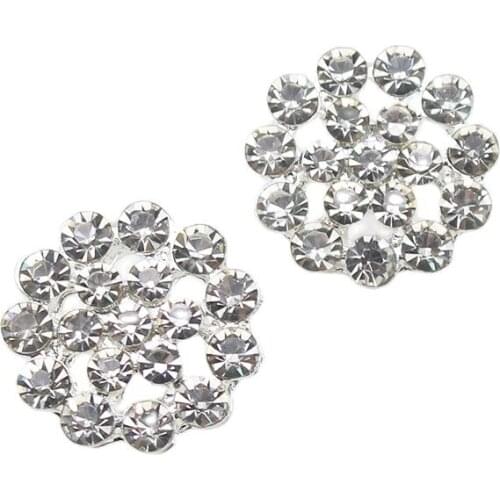 10Pcs 17MM Alloy Rhinestone With Back Buckle DIY Buttons Handmade Sewing Clothing Wedding Jewelry Bow Decortion Accessories
