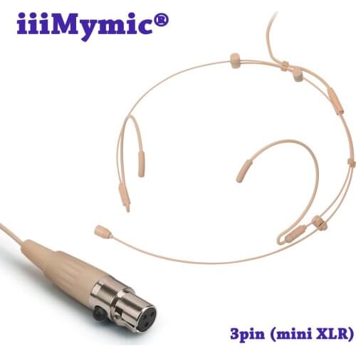 IiiMymic H-52S2-3 3pin mini XLR 3pin TA3F Connector for AKG Samson Wireless Body-Pack Transmitter Adjustable Headset For Child