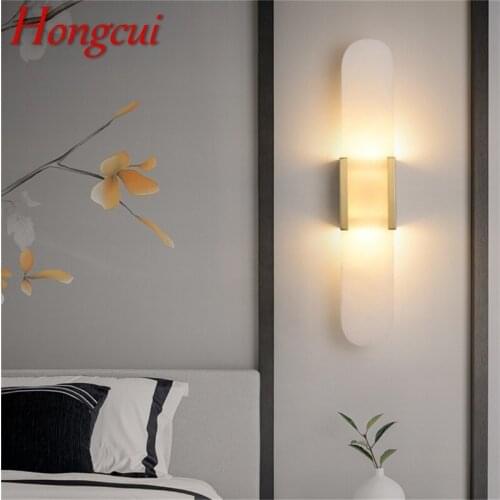 Hongcui Luxury Wall Sconces Brass Marble LED Modern Wall Light Fixture Indoor Home Decorative for Bedroom Living Room Office