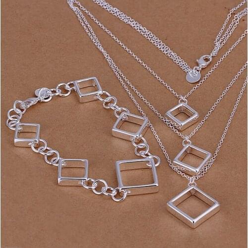 S064 Wholesale, free shipping jewelry set, fashion jewelry set Square Two-Piece Jewelry Set