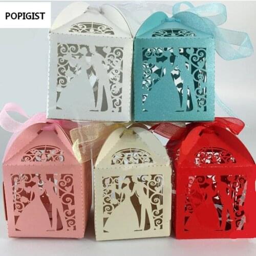Wedding candy Laser Cut Bridegroom and bride Wedding Box in Pearl candy paper box wedding party show candy box gifts Box