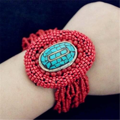 BB-412 Tibetan Bracelets Nepal Brass Charms Bangles Multi Colors