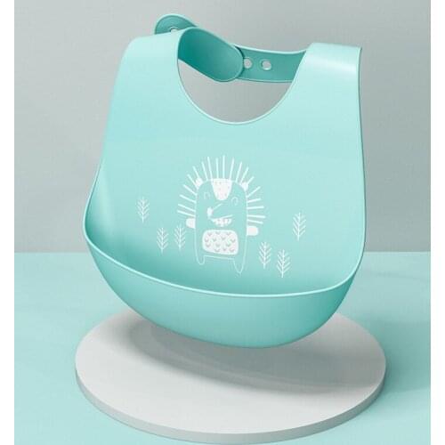 Brightbebe New Design Custom Printing Single Colors Animals Silicon Bibs Waterproof Infant Toddler Feeding Baby Silicone Bibs