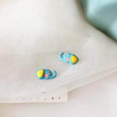 Funny Cute Girls Elephant Cuff Earrings Cartoon Blue Earrings Aesthetic Accessories