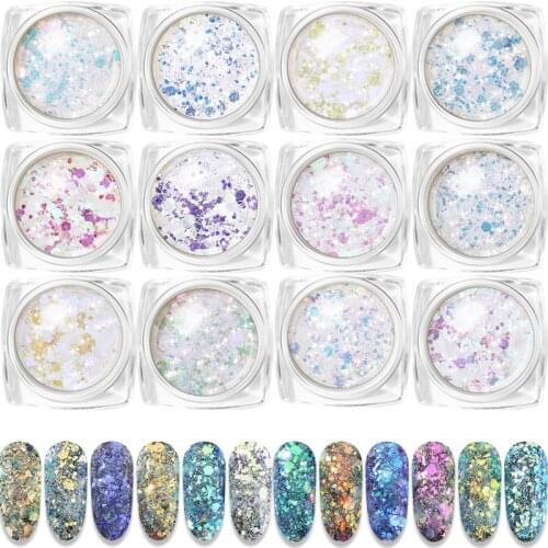 1 box 3D hexagonal color sequins nail decoration glitter powder nail polish gel decorative nail nail-japanese fantasy sequins