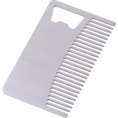 1pc Beard/Hair Styling Tool Stainless Steel Beard Comb Portable Mustache Hair Beard Care Comb With Bottle Opener