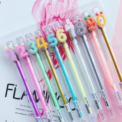 10pcs/set Creative DIY Photo Album Gel Pen Cute Stationery Candy 10 Colors Graffiti Color Number Gel Pen Wholesale