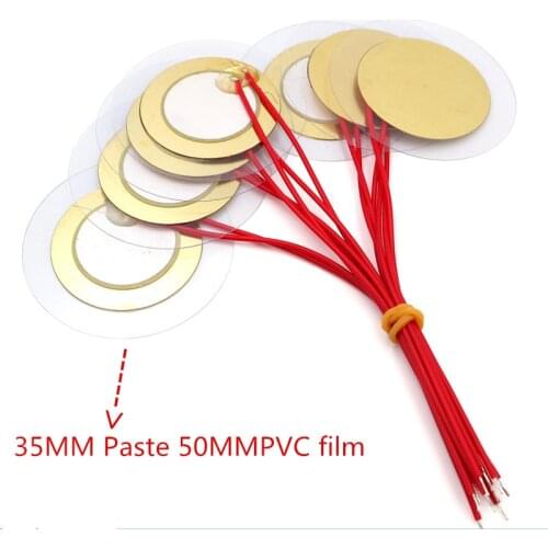 10pcs/lot 35MM + 50MM Ceramic Buzzer Loudspeaker paste 50MM PVC film Dia 35mm With Wire Copper Piezo buzzers For Loudspeaker DIY