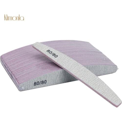 10Pcs/Lot Double Sided Half Moon Nail File 80/80 Grit Gray Emery Board Salon Nail Care Files Manicure Nail Accessoires Tools