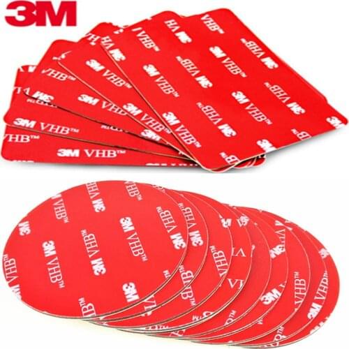 3M VHB 5608 Double Sided Acrylic Foam Adhesive Tape Heavy Duty Mounting Tape Choose Wide 10PCS Die Cut Shape Round/Rectangle