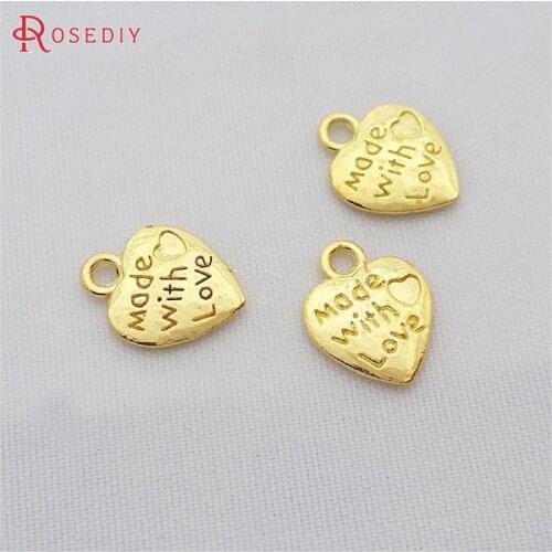 2614)50PCS 12*10MM Antique Style Zinc Alloy Made with love Heart Charms Pendants Diy Jewelry Findings Accessories Wholesale