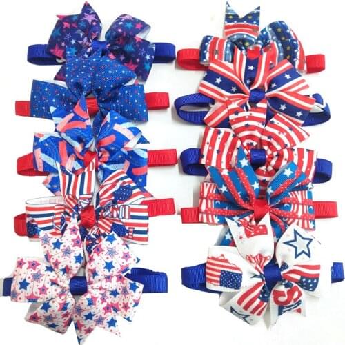 50pcs American Independence Day Pet Accessories Dog Bowties Neckties Pet Collar Accessories Dog Grooming Products