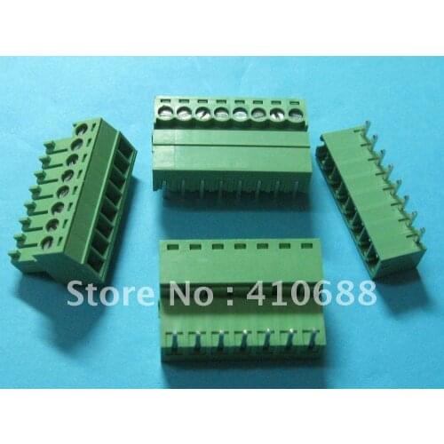 50 Pcs Pitch 3.81mm Angle 8way/pin Screw Terminal Block Connector Green Color T Pluggable Type