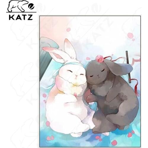 Anime Animal Diamond Painting South Korea Cute Black and White Bunny Sleeping Picture Diamond Mosaic Diamond Embroidery Home Dec