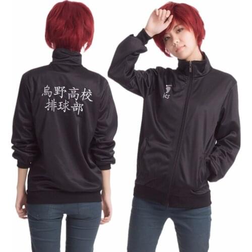 Anime Black Sportswear Cosplay Jacket Haikyuu Karasuno High School Volleyball Club Uniform Cos Costumes Coat Top Pants