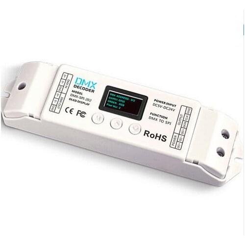 DMX-SPI-202;DMX-SPI Decoder;16 modes;support WS2801/WS2811/WS2812/WS2812B/TM1804/TM1809/INK1003/1903.etc IC