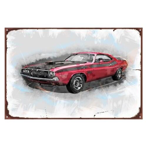 Dodge Challenger Car Art Sign Home Decor Vintage Tin Signs Pub Vintage Decorative Plates Metal Wall Art Hot