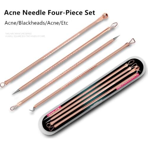 Newest Dual Heads Acne Needle Blackhead Blemish Squeeze Pimple Extractor Remover Spot Cleaner Beauty Skin Care Tools 4 Pcs/Set