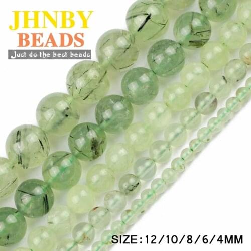 JHNBY AAA Natural Green Grapes crystal stone Top quality Round Loose beads 4/6/8/10/12MM Jewelry bracelet accessories making DIY