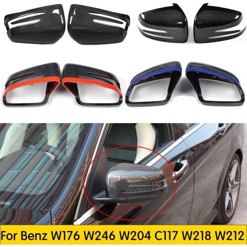 Carbon Fiber Mirror Cover For Mercedes Benz W204 W176 W117 W218 W212 W207 X156 A C E CLA CLS GLA Class Replacement/add on Style