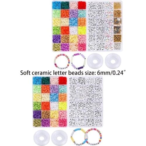 L5YC Clay Spacer Beads Bracelets Necklace Earring DIY Craft Kit with Pendant Jump Rings Pack Bracelets Beads
