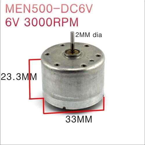 MEN500-DC6V micro DC motor,Low speed Long shaft 2MM,DIY 6V 3000RPM