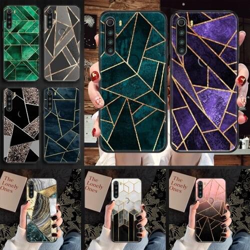 Marble Geometric Art Phone case For Xiaomi Redmi Note 7 7A 8 8T 9 9A 9S 10 K30 Pro Ultra black soft bumper painting cell cover