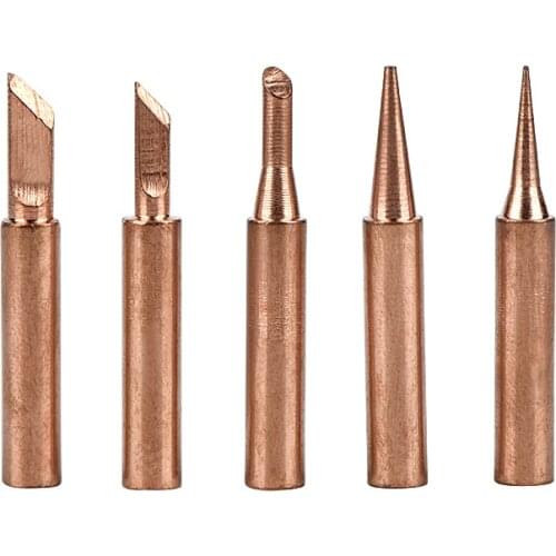 JCD 5PCS/Set Soldering Iron Tips Lead-Free 900M Silver Black Copper Electric Soldering Iron Head For 908S 908 8898 936D