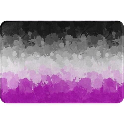 LGBQ Flag Non-slip Doormat Ace Paint Bath Kitchen Mat Prayer Carpet Flannel Pattern Decor