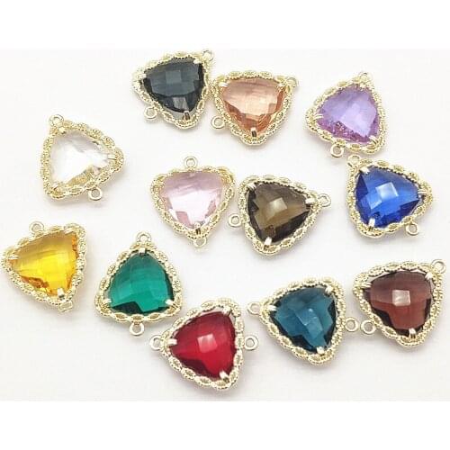 New Arrival! 20x17mm 50pcs Copper Crystal Triangle Charm For Handmade Necklace Earring Parts DIY Accessories,Jewelry Findings