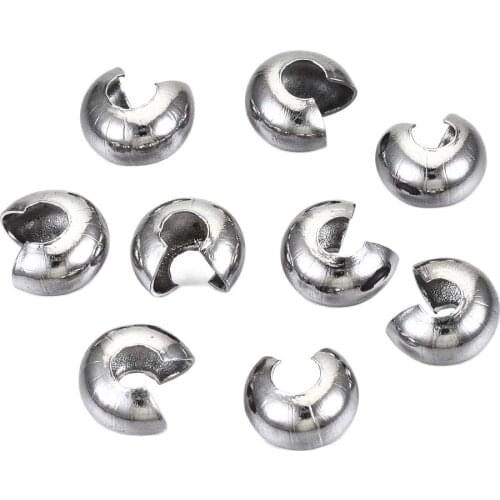 200pcs 304 Stainless Steel Open Covers Crimp End Beads Dia 5mm Stopper Spacer Beads for DIY Jewelry Making Findings Supplies