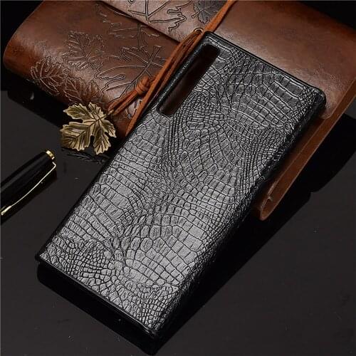 Solid Color Slim Leather Phone Protective Case Hard Shell Shockproof Crocodile Back Cover for Huawei Mate XS X