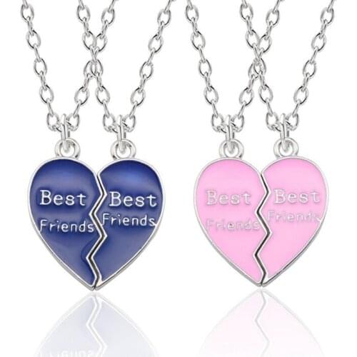 Best Friends Necklace Women Enamel Colorful Puzzle Love Heart Pendants Forever Necklaces BFF Friendship Jewelry Collier Femme