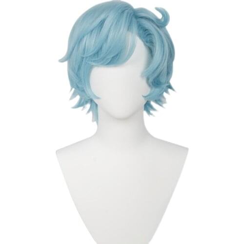 Game Genshin Impact Cosplay II Dotorre Cosplay Wig Genshin Impact II Doctor Woman Man Blue Short Synthetic Cosplay Hair