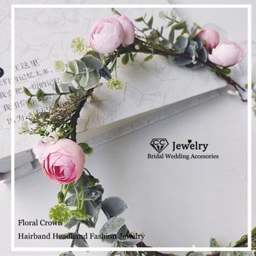 CC Headband Flower Hairbands Wedding Hair Accessories for Bride Women Headwear Hairbands Jewelry Party Beach Garland Gift 4001