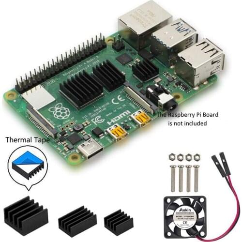 Size Raspberry Pi 4 Heatsink Cooling Kit with 8810 Thermal Conductive Adhesive Tape for Pi 4 Model B/Pi 4B+Raspberry Pi 4 Fan