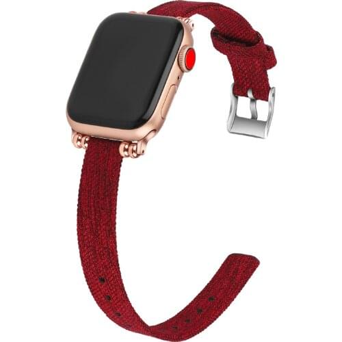 For apple watch 6 se band 40mm 44mm slim fabric women strap for iwatch bands series 5 4 3 38mm 42mm watchband Girls smartstrap