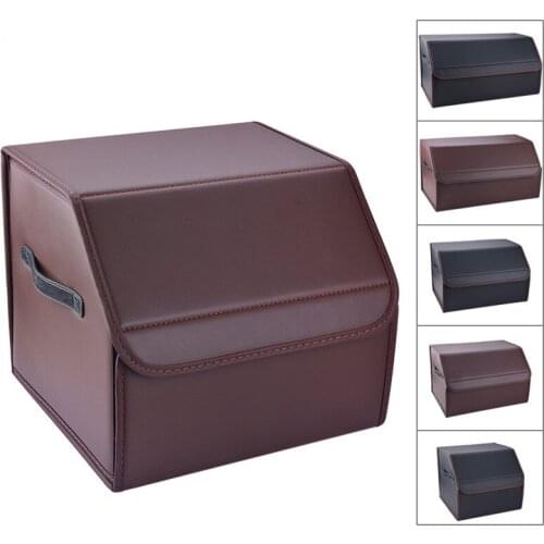 Car Trunk Organizer Box Storage Bag Auto PU Leather Foldable Tool Bag Stowing Tidying Auto Trunk Box Organizer Car Accessories