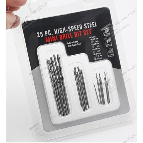 0.5-3mm Twist Drill Bit Miniature Straight Shank Twist Drill Mini Drill Set Drilling Tools 25pcs