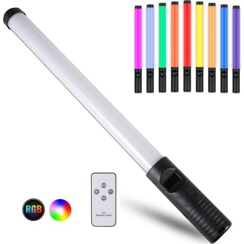 Dimmable RGB LED Light Stick Colorful Photography Light Wand For Photo Studio Handheld Rechargeable Light 10 Modes 12 Brightness