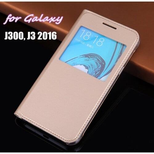 Slim View Shell Phone Sleeve Bag Leather Case Flip Back Cover Mask For Samsung Galaxy J3 2016 J320 J320F J320H J300 J300F J300H