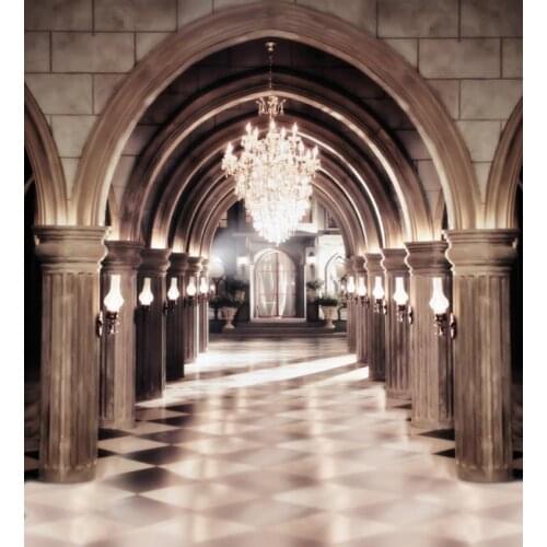 TR 10x10FT Retro Palace Arch Doors Lighting Chandelier Wedding Photo Backdrops fondos de estudio fotografia Backgrounds Vinyl