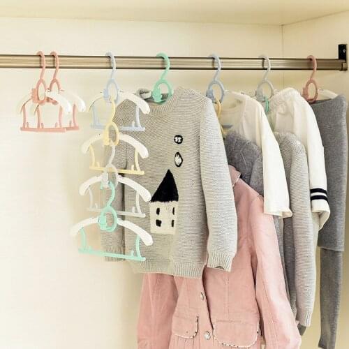 Retractable Childrens Hangers Thick Plastic Kids Clothes Shelf Cartoon Baby Drying Rack Non-slip Adult Hanger Closet Organizer
