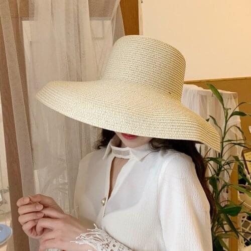 Summer Hep burn V in tage Sun block H at Women V ac ation Sun block Beach Hat Fashion versatile Sun block Hat Free Shipping