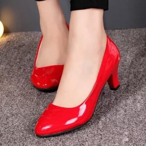 2021 Elegant High Heels For Women Spring Fashion Solid Color Patent Leather Party Wedding Shoe Woman Pumps Female 35 37 38 39 40