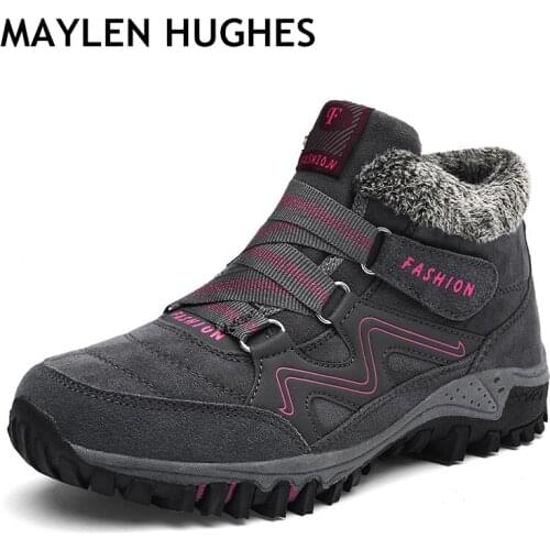 2018 Hot Women Suede Working Fur Warm Ankle Boots Leather Womens boots Women Winter Waterproof Women Snow Boots Big Size 36-46